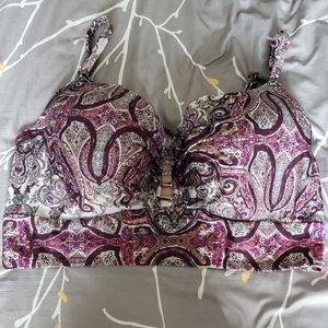 Beautiful Cacique burgundy paisley swim top, 42F